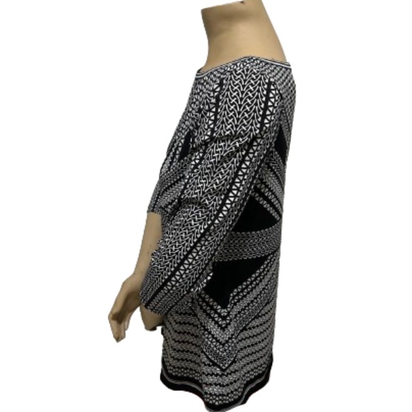 NWOT Designer MAX STUDIO black/cream geometric shape retro TUNIC M/UK 12 - Picture 3 of 5